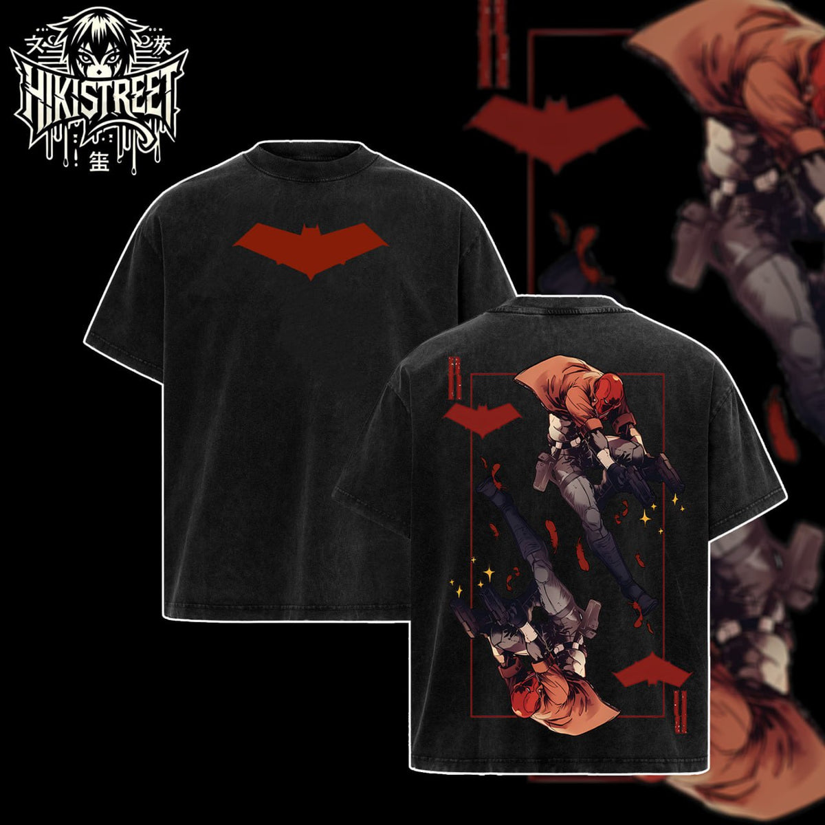 [HIKISTREET] Vintage Red Hood Acid Washed T-Shirt, DC Merch, Comics Washed Oversized Tee, Aesthetic Comics Streetwear Gift