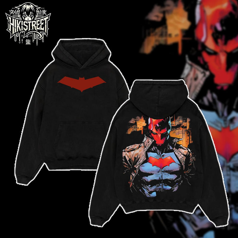 [HIKISTREET] Vintage Red Hood V2 Acid Washed T-Shirt, DC Merch, Comics Washed Oversized Tee, Aesthetic Comics Streetwear Gift