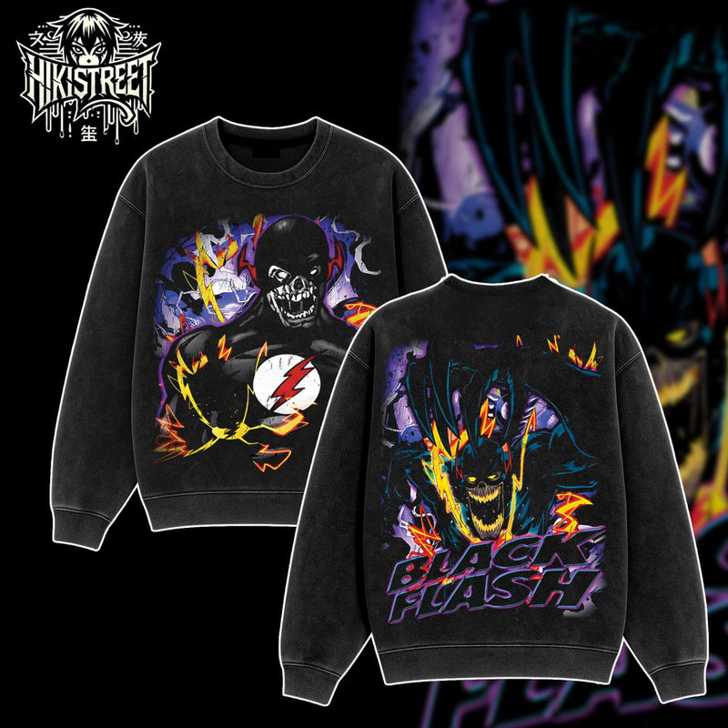 [HIKISTREET] Vintage Black Flash Acid Washed T-Shirt, DC Merch, Comics Washed Oversized Tee, Aesthetic Comics Streetwear Gift