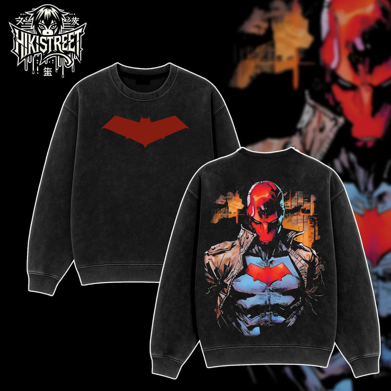 [HIKISTREET] Vintage Red Hood V2 Acid Washed T-Shirt, DC Merch, Comics Washed Oversized Tee, Aesthetic Comics Streetwear Gift