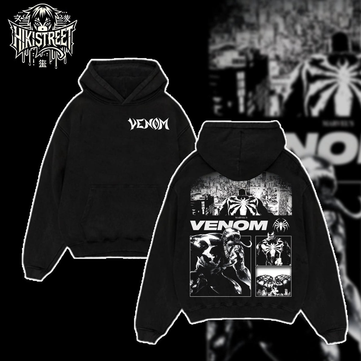 [HIKISTREET] Vintage Venom V3 Acid Washed T-Shirt, MCU Merch, Comics Washed Oversized Tee, Aesthetic Comics Streetwear Gift