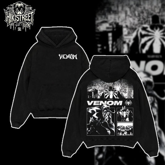 [HIKISTREET] Vintage Venom V3 Acid Washed T-Shirt, MCU Merch, Comics Washed Oversized Tee, Aesthetic Comics Streetwear Gift