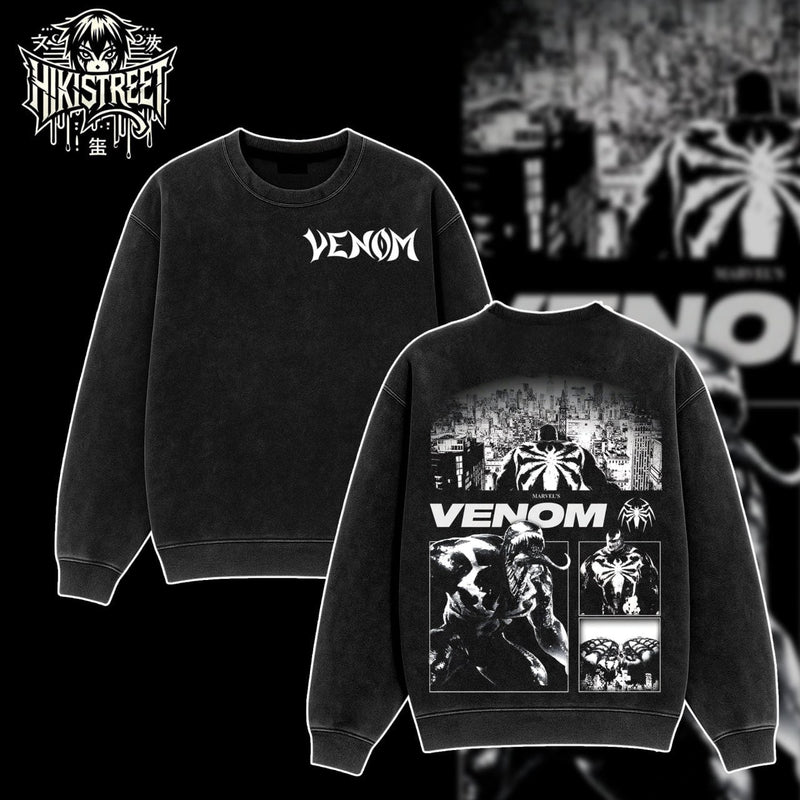 [HIKISTREET] Vintage Venom V3 Acid Washed T-Shirt, MCU Merch, Comics Washed Oversized Tee, Aesthetic Comics Streetwear Gift