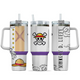 [HIKISTREET] Luffy King Of Pirates 40oz Tumbler with Handle and Straw, Stainless Steel Vacuum Insulated Cup, OP Jolly Roger Skull Design, Anime Merch, Anime Tumbler