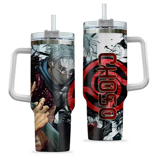 [HIKISTREET] Choso Jujutsu Kaisen 40oz Tumbler with Handle and Straw, Stainless Steel Vacuum Insulated Cup, Jujutsu Kaisen Design, Anime Merch, Anime Tumbler
