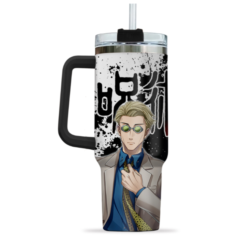[HIKISTREET] Nanimi Kento Jujutsu Kaisen 40oz Tumbler with Handle and Straw, Stainless Steel Vacuum Insulated Cup, Jujutsu Kaisen Design, Anime Merch, Anime Tumbler