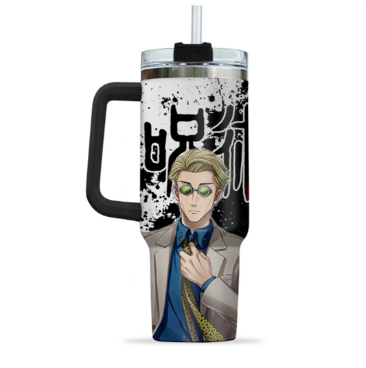 [HIKISTREET] Nanimi Kento Jujutsu Kaisen 40oz Tumbler with Handle and Straw, Stainless Steel Vacuum Insulated Cup, Jujutsu Kaisen Design, Anime Merch, Anime Tumbler