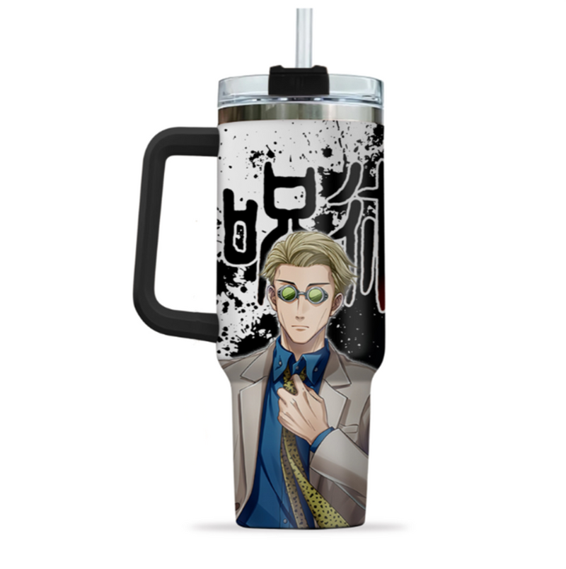 [HIKISTREET] Nanimi Kento Jujutsu Kaisen 40oz Tumbler with Handle and Straw, Stainless Steel Vacuum Insulated Cup, Jujutsu Kaisen Design, Anime Merch, Anime Tumbler