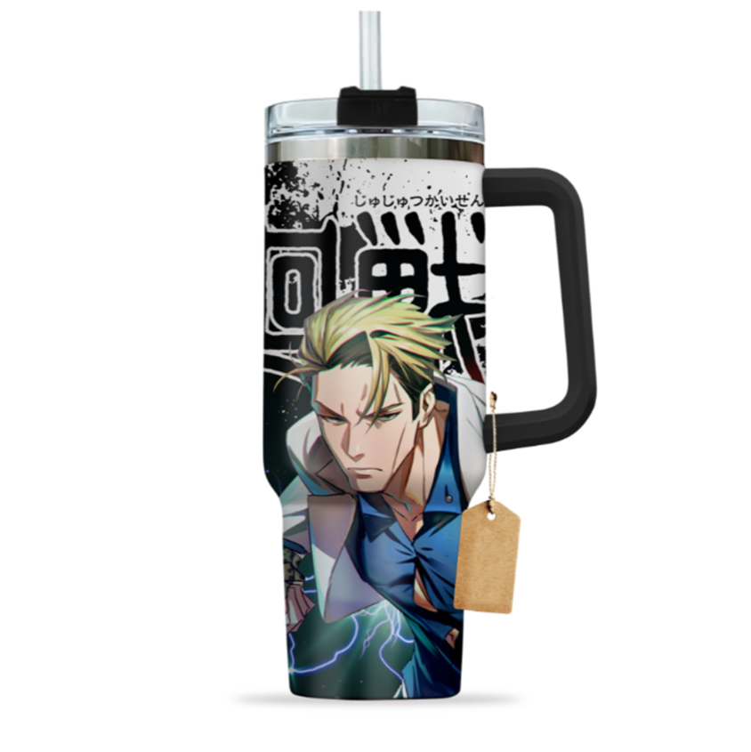 [HIKISTREET] Nanimi Kento Jujutsu Kaisen 40oz Tumbler with Handle and Straw, Stainless Steel Vacuum Insulated Cup, Jujutsu Kaisen Design, Anime Merch, Anime Tumbler