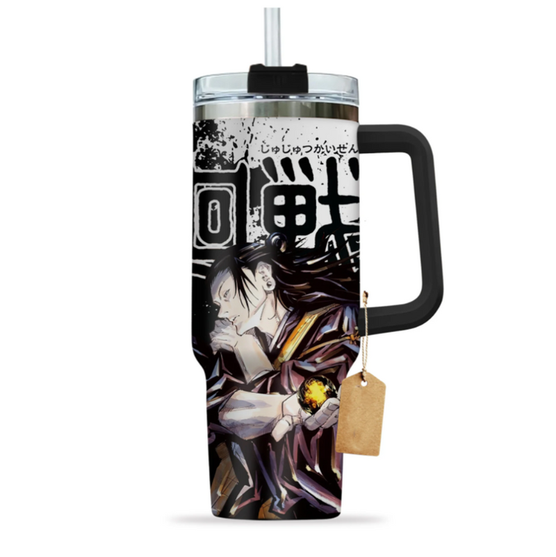 [HIKISTREET] Suguru Geto Jujutsu Kaisen 40oz Tumbler with Handle and Straw, Stainless Steel Vacuum Insulated Cup, Jujutsu Kaisen Design, Anime Merch, Anime Tumbler