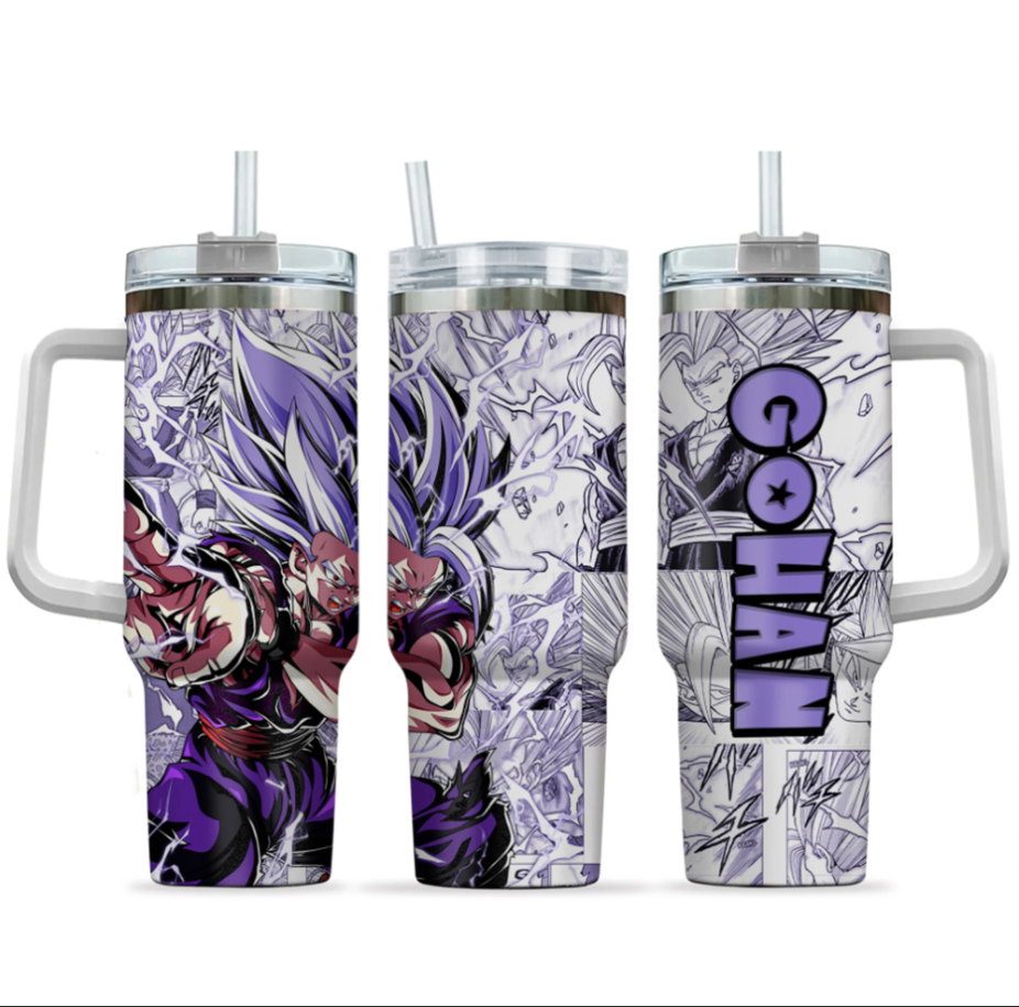 [HIKISTREET] Gohan Beast Dragon Ball 40oz Tumbler with Handle and Straw, Stainless Steel Vacuum Insulated Cup, Dragon Ball Design, Anime Merch, Anime Tumbler