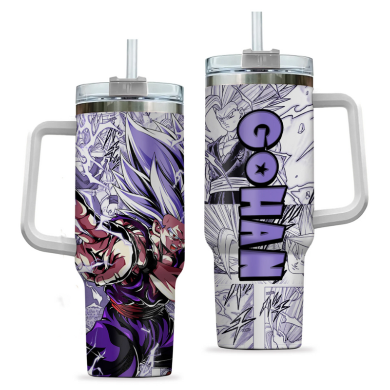 [HIKISTREET] Gohan Beast Dragon Ball 40oz Tumbler with Handle and Straw, Stainless Steel Vacuum Insulated Cup, Dragon Ball Design, Anime Merch, Anime Tumbler