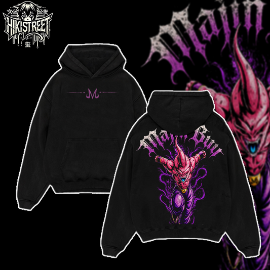 [HIKISTREET] Vintage Majin Buu Acid Washed T-Shirt, Dragon Ball Merch, Anime Washed Oversized Tee, Aesthetic Anime Streetwear Gift