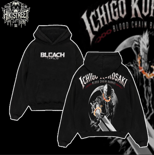 [HIKISTREET] Vintage Ichigo Kurosaki Acid Washed T-Shirt, Bleach Merch, Anime Washed Oversized Tee, Aesthetic Anime Streetwear Gift