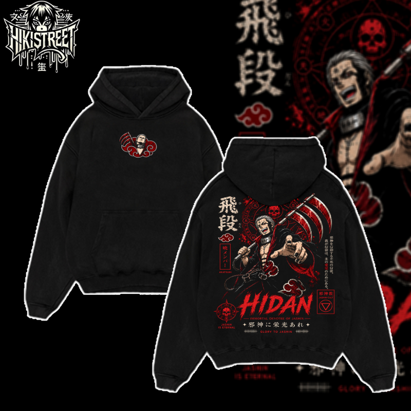 [HIKISTREET] Vintage Akatsuki Hidan Acid Washed T-Shirt, Naruto Merch, Anime Washed Oversized Tee, Aesthetic Anime Streetwear Gift