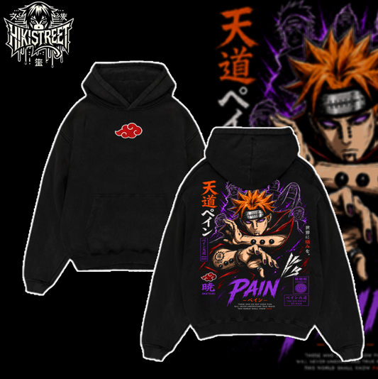 [HIKISTREET] Vintage Akatsuki Pain Acid Washed T-Shirt, Naruto Merch, Anime Washed Oversized Tee, Aesthetic Anime Streetwear Gift