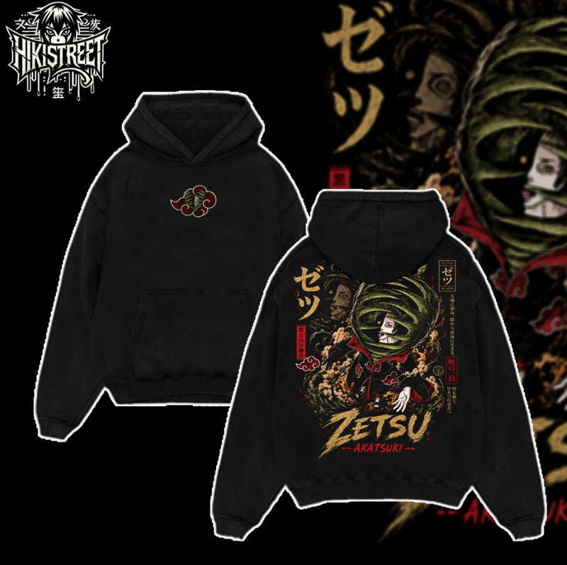 [HIKISTREET] Vintage Akatsuki Zetsu Acid Washed T-Shirt, Naruto Merch, Anime Washed Oversized Tee, Aesthetic Anime Streetwear Gift