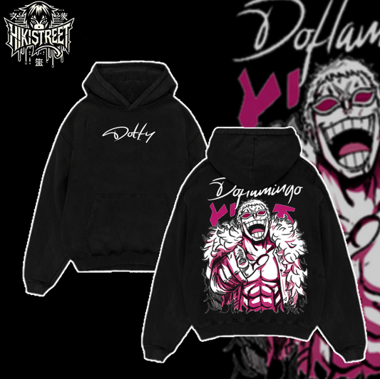 [HIKISTREET] Vintage Doflamingo Acid Washed T-Shirt, One Piece Merch, Anime Washed Oversized Tee, Aesthetic Anime Streetwear Gift