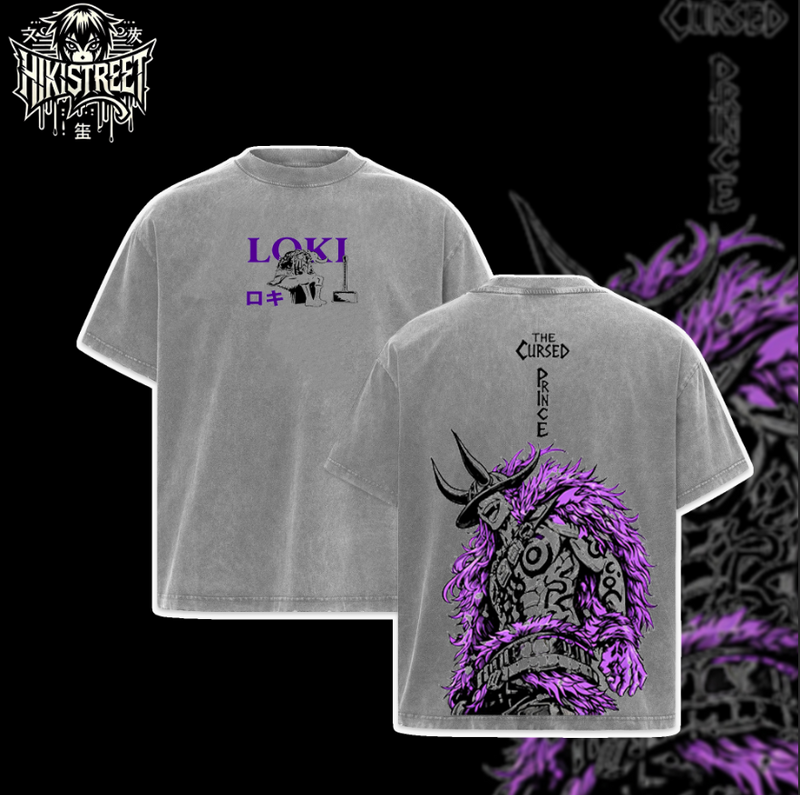[HIKISTREET] Vintage Loki The Cursed Prince Acid Washed T-Shirt, One Piece Merch, Anime Washed Oversized Tee, Aesthetic Anime Streetwear Gift