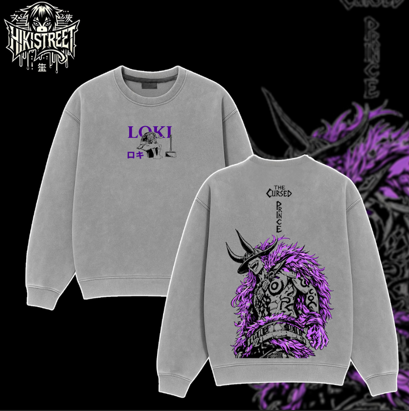 [HIKISTREET] Vintage Loki The Cursed Prince Acid Washed T-Shirt, One Piece Merch, Anime Washed Oversized Tee, Aesthetic Anime Streetwear Gift