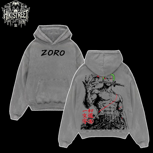 [HIKISTREET] Vintage Zoro Acid Washed T-Shirt, One Piece Merch, Anime Washed Oversized Tee, Aesthetic Anime Streetwear Gift