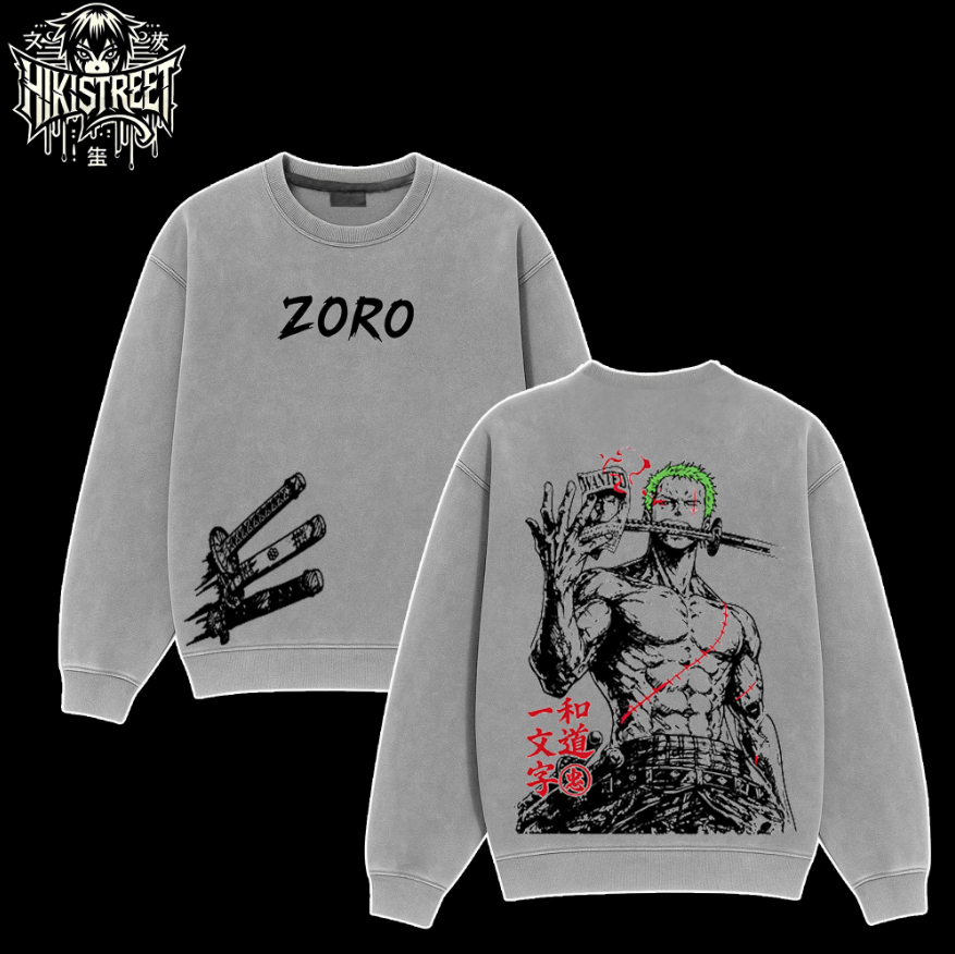 [HIKISTREET] Vintage Zoro Acid Washed T-Shirt, One Piece Merch, Anime Washed Oversized Tee, Aesthetic Anime Streetwear Gift